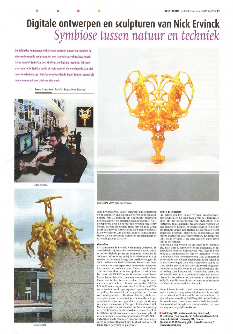 Digitale ontwerpen en sculpturen van Nick Ervinck
