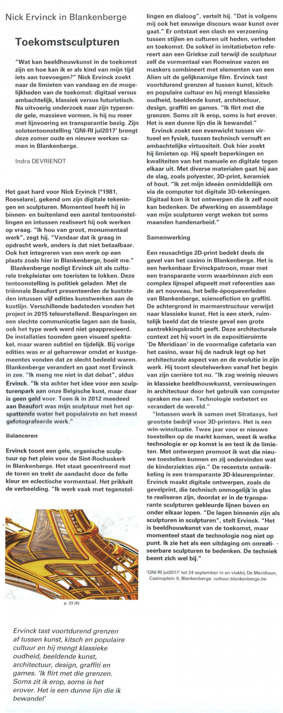 Nick Ervinck in Blankenberge, Toekomstsculpturen, HART Magazine
